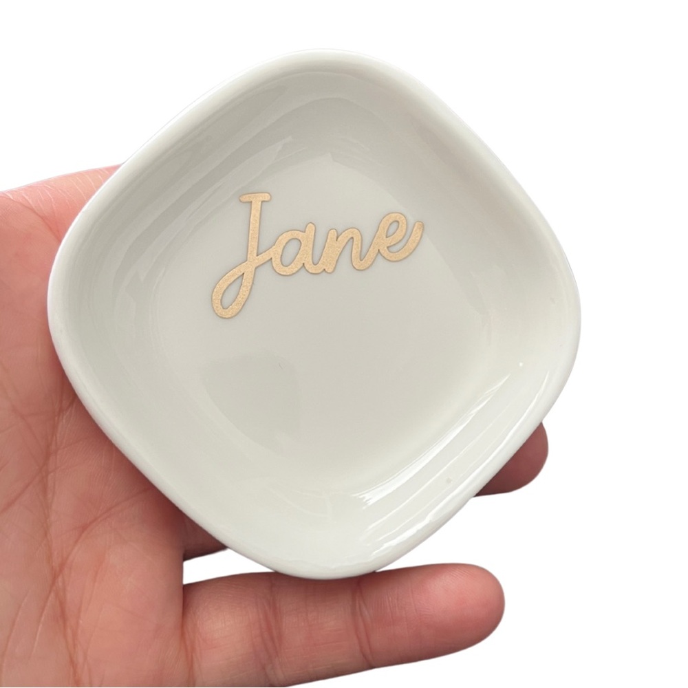 Handcrafted White Trinket Ceramic Dish - Picture 2 of 6